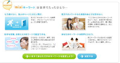 mixiの新サービスmixiキーワード